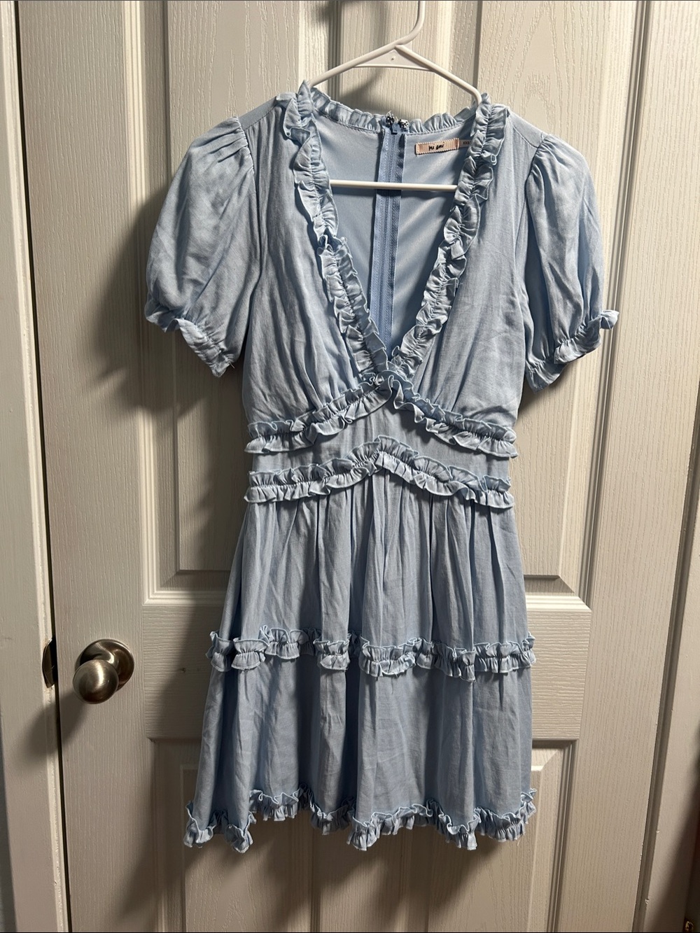 Mi Ami Light Blue Ruffle Mini Dress